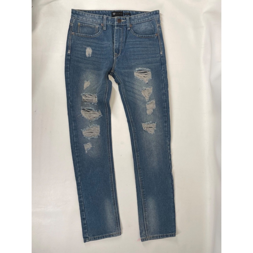 Waimea Distressed Skinny Jeans Mens Size 30x32 Blue‎ Torn Stretch Moto
